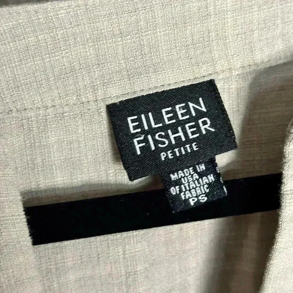 Eileen Fisher Tan Linen Blend Long Sleeve Button Up Blouse Womens Lagenlook PS - Picture 5 of 6